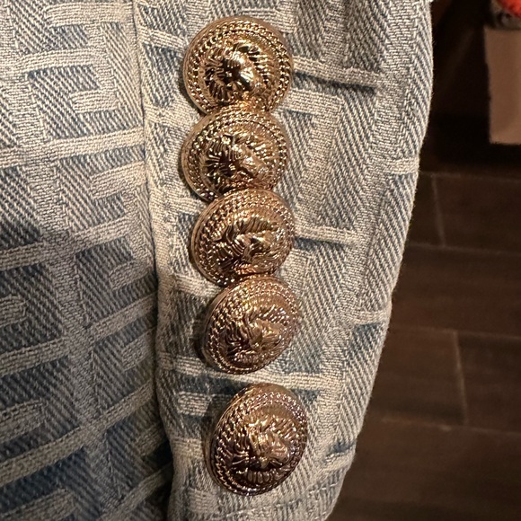 AKIRA Textured denim Blazer with Gold Buttons - Picture 3 of 7